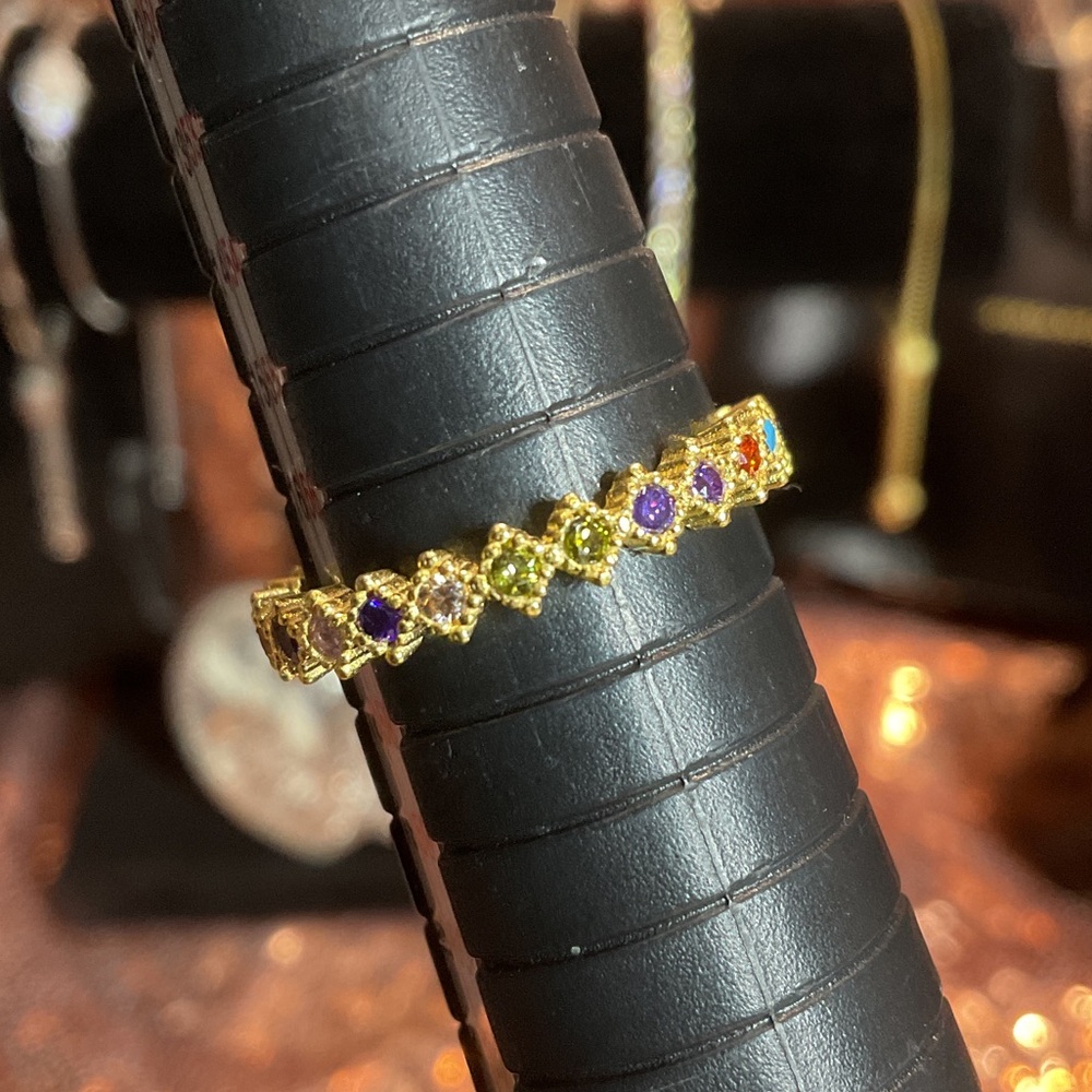 Gold Over 925 Sterling Silver Stackable Multicolo… - image 5